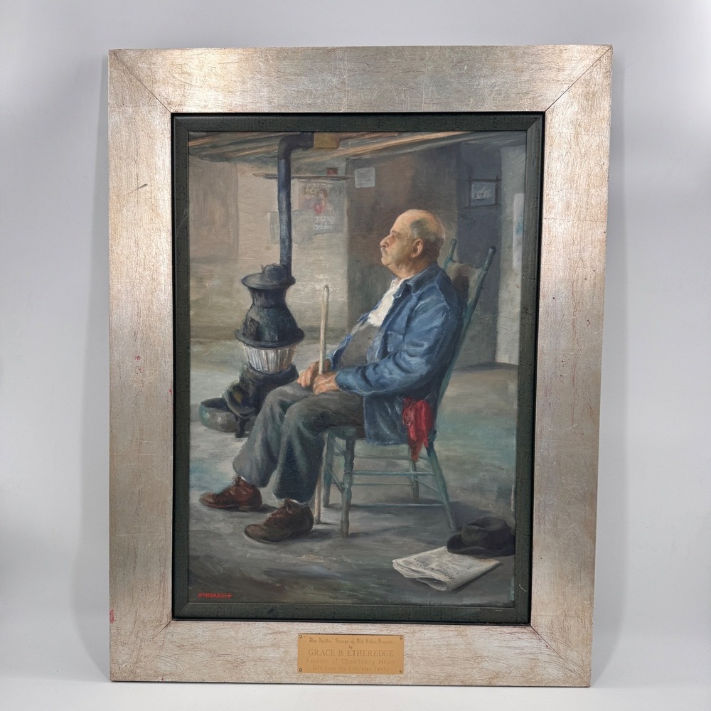 Original Signed Oil Portrait of Old John Francis by Grace B. Etheredge